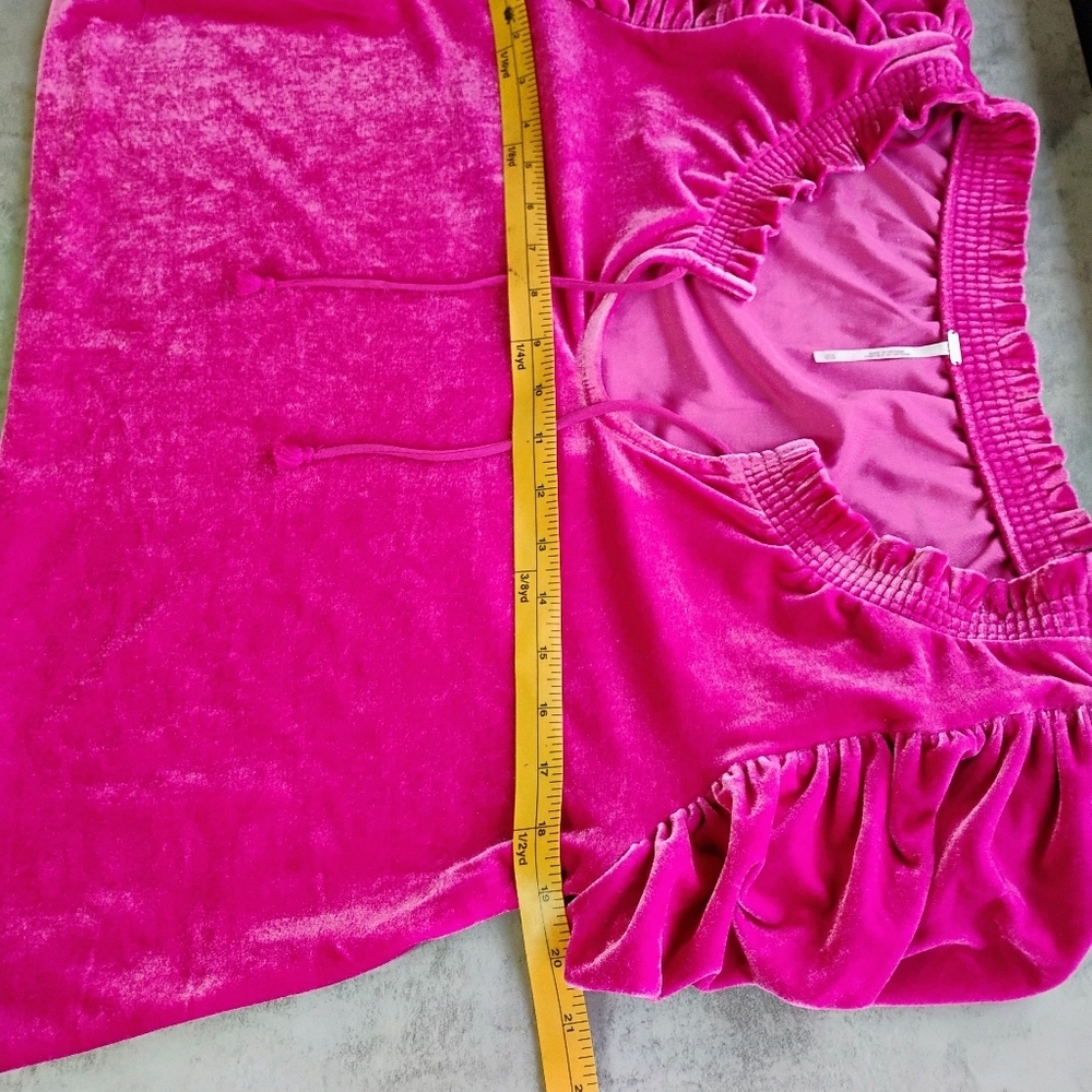 Free People Terese Velvet Top Womens XS Hot Pink Tassels Boxy Coquette Feminine - Picture 12 of 13